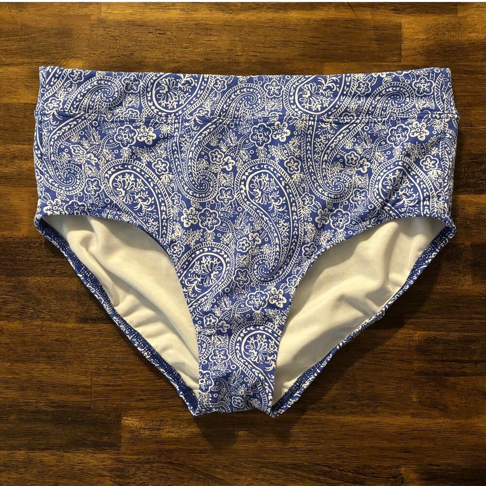 Lands End Women's 10 Bikini Bottom High Rise Full Coverage Swim